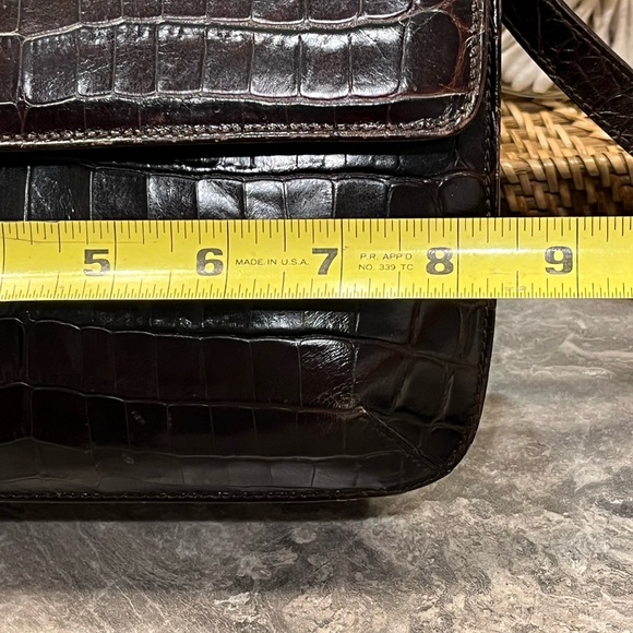 Salvatore Ferragamo Dark Brown Croc-Embossed Crossbody Bag - Picture 10 of 13